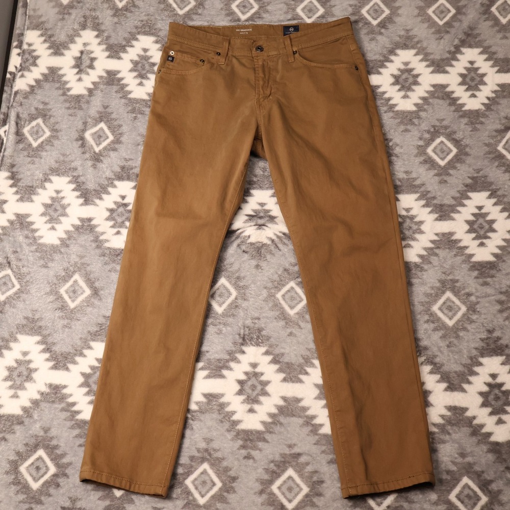 AG Adriano Goldschmied The Graduate Tailored Leg Brown Pants 32x29"